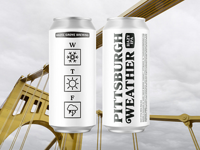 Pittsburgh Weather Label beer beer label black branding bridge can clean cpg craft beer gold icon label logo package design packaging pittsburgh simple typography weather white