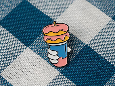 Big Bear - Pin branding design doughnuts drink fun graphic design hand illustration joy merch milkshake pin vector