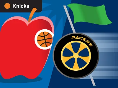 Knicks vs. Pacers basketball big apple digital hoops illustration indiana knicks nba ny knicks nyc pacers racecar subway vector