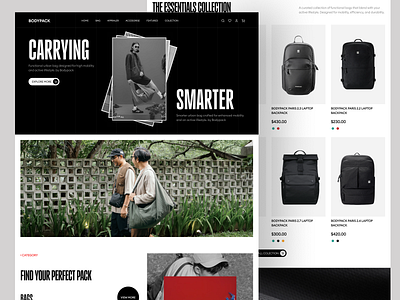 BODYPACK - Bag Store eCommerce Landing Page bag bag store bag website bold business card clean design ecommerce fashion fashion wesbite marketpalce minimalist online store ui uiux ux website