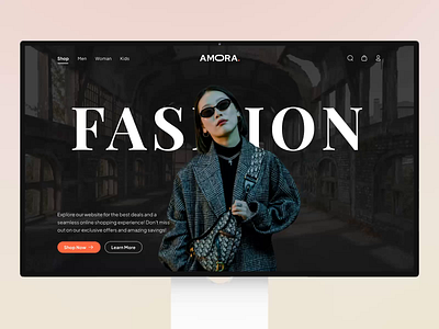Amora - Fashion Ecommerce Landing Page Kit - Animation animation apparel branding business clean design e commerce editorial fashion framer interaction landing page online shop responsive shopping ui uiux ux web design website