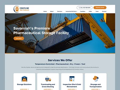 Coastline Port Services // Web Design coastline docking drayage pharmaceutical port storage storage facility warehouse web design