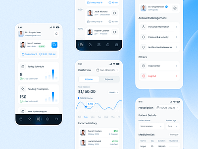 Doctor Admin Mobile App app design clean ui daily tracker dashboard design fitness app health app health monitoring health tracker healthcare app medical app medtech minimal ui mobile design mobile health mobile ui patient app smart health uiux user interface wellness app