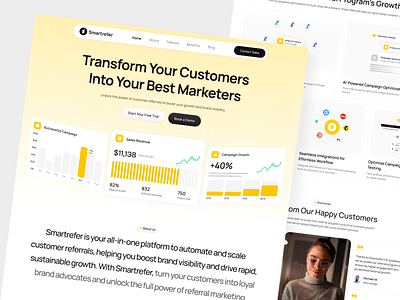Smartrefer - Referral Platform Landing Page business campaign chart crm customer customer retention digital marketing funnel growth lead generation marketing marketing automation referral program referral system saas sales sales analytics sales product sales report user engagement