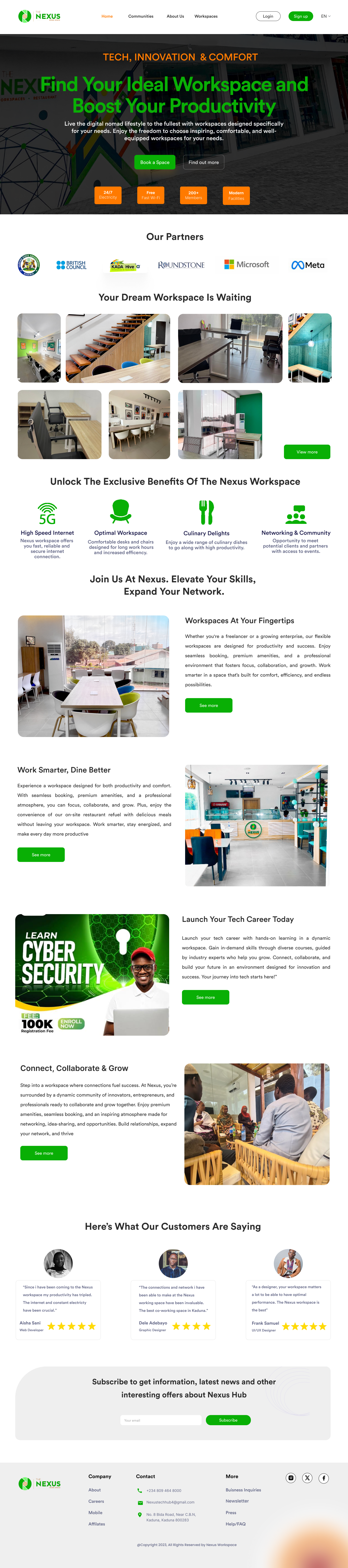 TechHub Landing Page hub landing page tech ui workspace