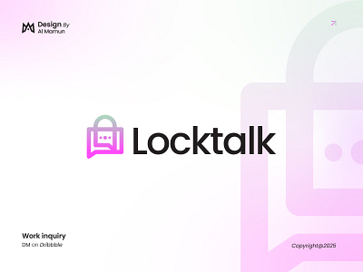 Locktalk - Encrypted, Secret Messenger, Chatting Logo branding chatting dating logo encryptede sms identity logo logo design logo designer logo icon marca marka messenger app icon messenger logo modern logo secret messenger symbol talking logo text logo