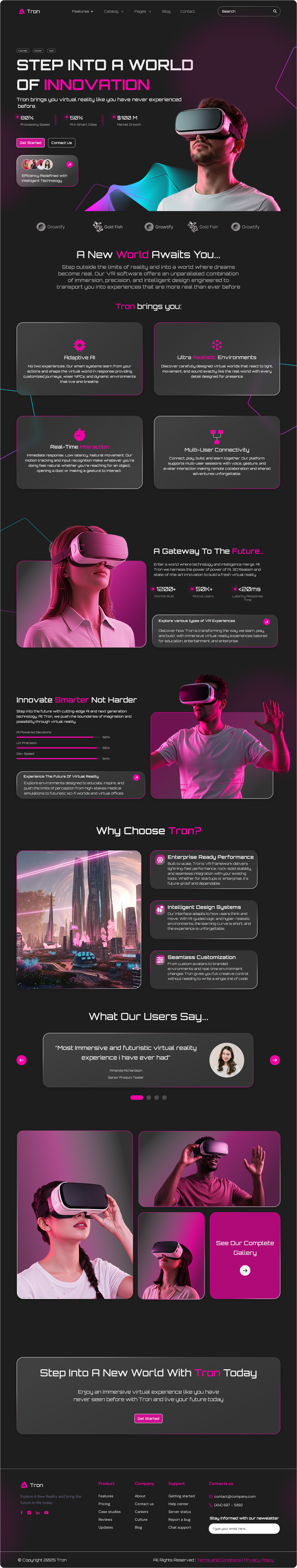 Virtual Reality Landing Page 3d ai graphic design landing page tech ui virtual reality