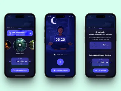 Meditation Tool: "Snoozen" - The Sleep App app design meditate meditation mobile sleep ui ui design uidesign ux