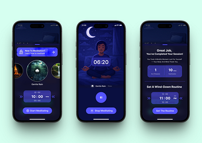 Meditation Tool: "Snoozen" - The Sleep App app design meditate meditation mobile sleep ui ui design uidesign ux