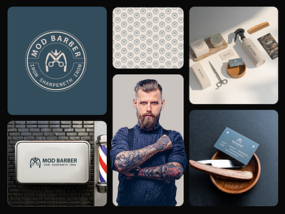 Mod Barber Shop Logo Design & Brand Identity abstract logo barber barber logo barbershop brand identity branding hair salon hair salon logo logo logo design logo mark logo type luxury logo minimalist logo modern logo salon logo unique logo