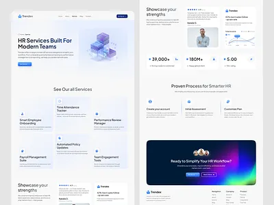 HR Management SAAS Website Design – Responsive Service Page interface product saas service startup ui ux web