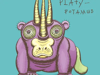 The Platypotamus adobeillustrator art bookcharacter brand brand design branding chameleon design graphic design hippo hippopotamus illustration jacksons chameleon mascot platypus tiny beast