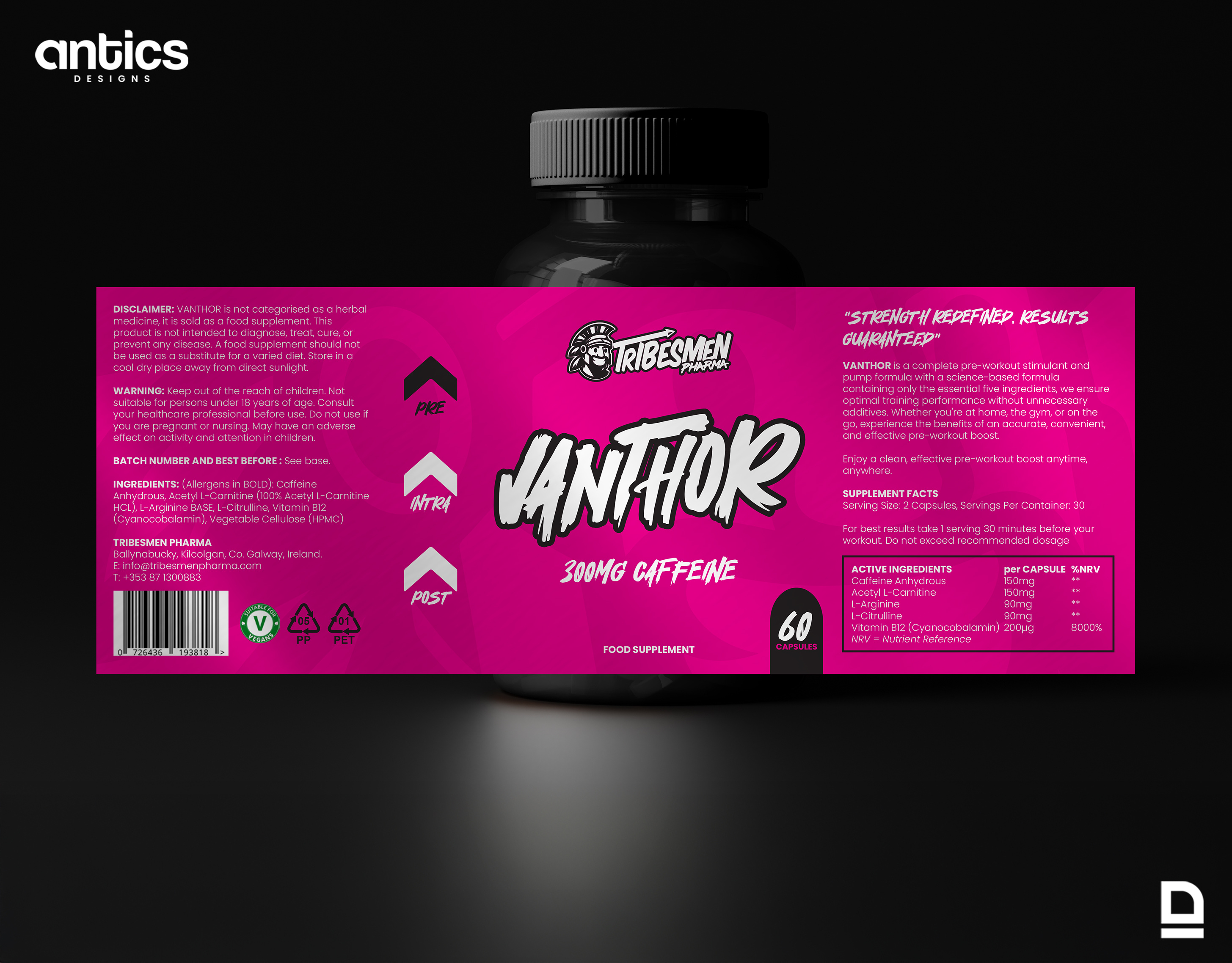 Vanthor Product Label advertising branding graphic design layout print product