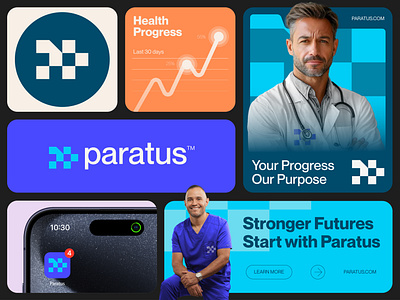 Paratus™ - Logo & Branding Design for a Health Care Brand abstract logo brand identity branding creative logo design health health app healthcare icon identity letter p logo logo logo design logo designer logotype medical minimalist logo modern logo pixel logo plus logo
