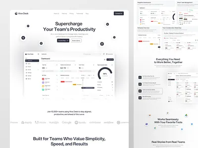 Hive Desk - Team Management Landing Page branding dashboard design landing page mobile team management team management website ui ui design web design website website design