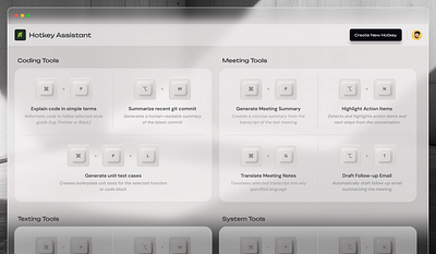 Hotkey Assistant - Desktop App UI 3d app ui dashbaord dashboard dashboard design dashboard ui desktop design product design saas saas design saas ui ui ui design ui interface uiux ux ux design web web design