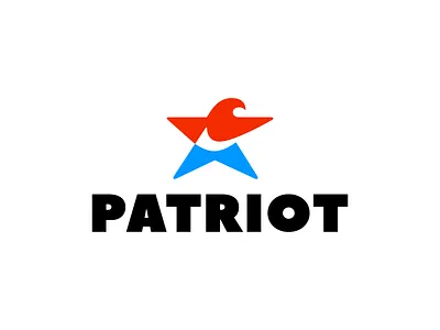 Patriot Logo Design (Unused for Sale) america bird bold dynamic eagle falcon fast for sale unused buy freedom hawk logo mihai dolganiuc design national negative space patriot red blue star strong symbol usa