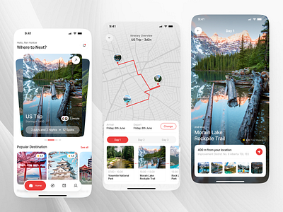 Wanderly - Travel Mobile App adventure beach booking app clean destination figma framer holiday mobile app modern pro designer product design travel agency travel app travel mobile app traveling trip trip planner vacation webflow