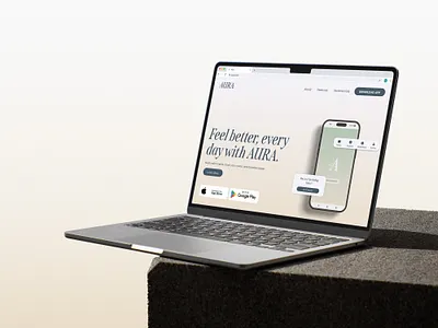 Aura - The Mindfullness App Landing Page app home page beauty fitness ui landing page luxury ui meditation mindfullness minimalist ui wellness app wellness website