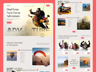 Adventure Travel Landing Page adventure adventure website hiking landing page popular design raveling skydiving travel travel agency travel website traveller uiux vaction web design website