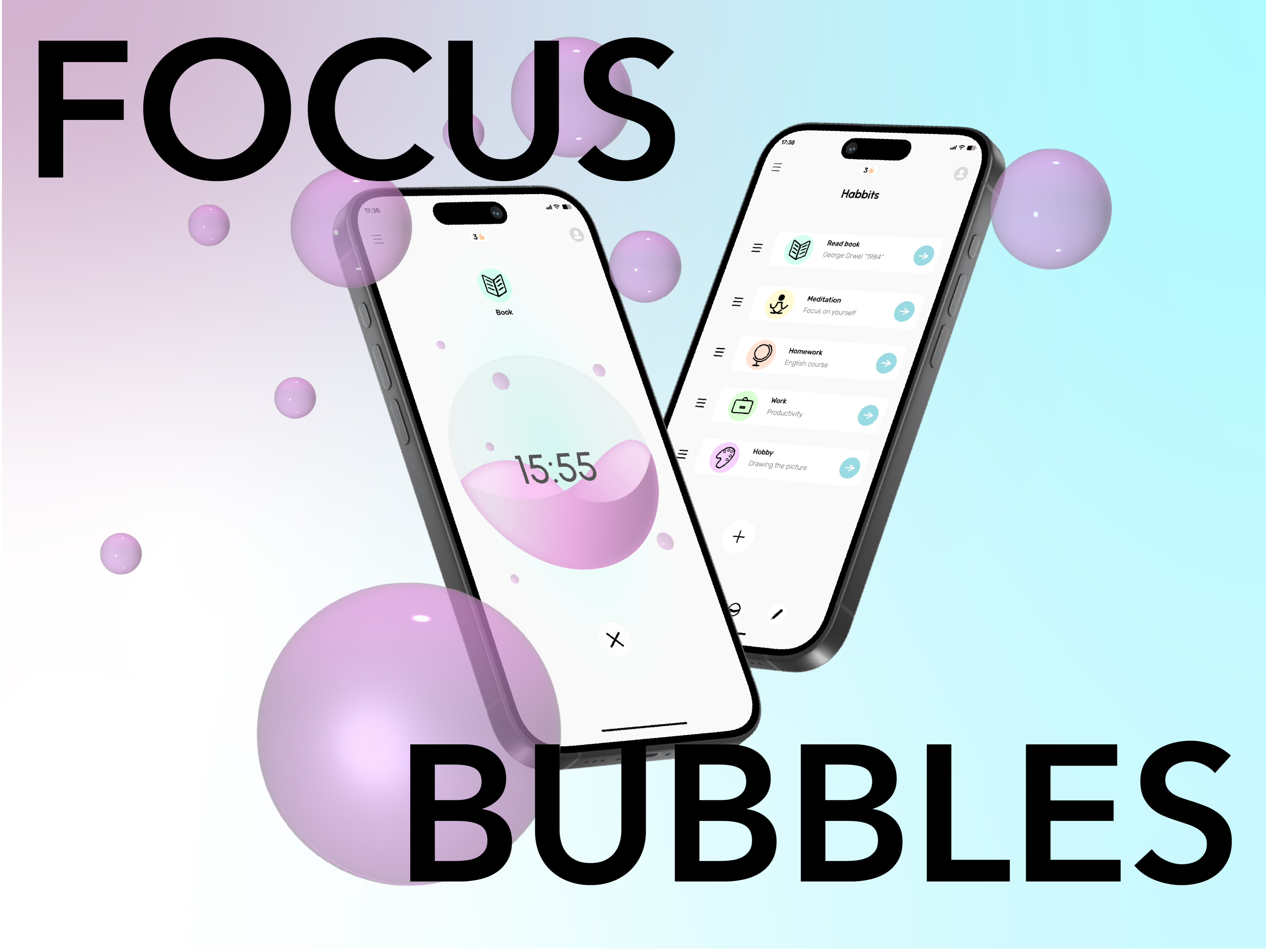 Focus Bubbles - mobile app 3d animation app apptemplate branding design designupdate graphic design illustration logo mobile mobile application modern motion graphics ui ux uxui