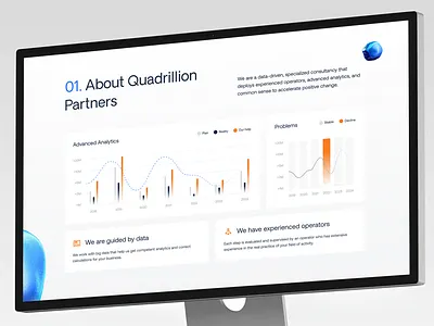 Cards Graph • Website Section about block blue card chart clean design features graphic design orange section ui us ux web website white