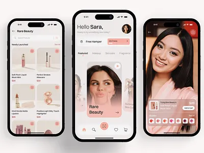 Makeup App Design with AR Try-On ar ar interface augmented reality beauty cosmetics ecommerce elegant design luxury cosmetics makeup makeup app makeup kit makeup ui mobile app organic cosmetics shopping skincare trendy ui design ui virtual makeup virtual try on