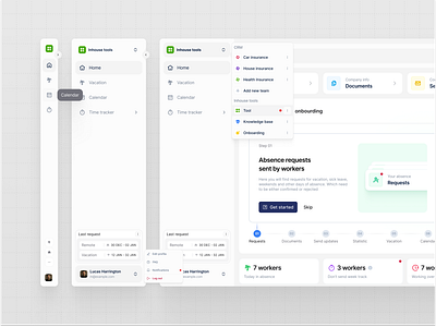 Sidebar Navigation - CRM HR tool calendar clean crm home page hr hr tool hrm inspiration light mode navbar onboarding side nav sidebar statistic time tracking ui vacation