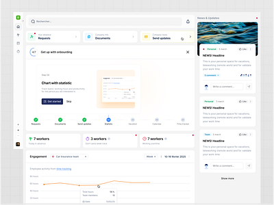 CRM | HRM — in-house HR tool app article card card design chart crm dashboard employee fin tech hr hr tool hrm news onboarding product design statistic status ui uxui web application