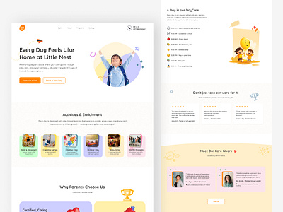 Little Nest – Daycare Landing Page Design figma landing page ui design ux design visual design