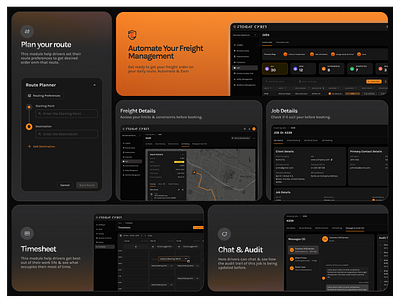 Automate your freight management - Web App Design - SAAS Product asset details audit best design chat clean cyber freight dashboard destination freight management job details map minimal route tracking saas product timesheet track ui ui design ux web app