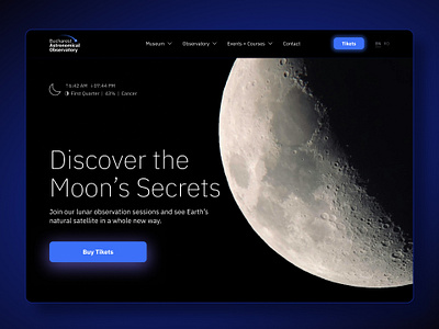 Bucharest Astronomical Observatory Website astronomy dark galaxy moon observatory planets redesign science sky stars ui website