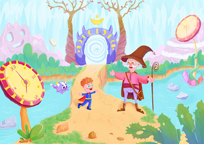 Meeting book cat character child children book fairytale illustration