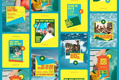 Pool Party Instagram Templates - Washa graphic design instagram post instagram story instagram template instagram templates party pool party social media social media template summer summer party