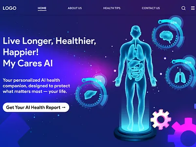 AI Health Landing Page aidesign design healthapp landingpage landingpagedesign ui uimockups uiux userinterfacedesign ux webdesign websitedesign