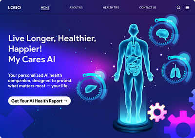 AI Health Landing Page aidesign design healthapp landingpage landingpagedesign ui uimockups uiux userinterfacedesign ux webdesign websitedesign