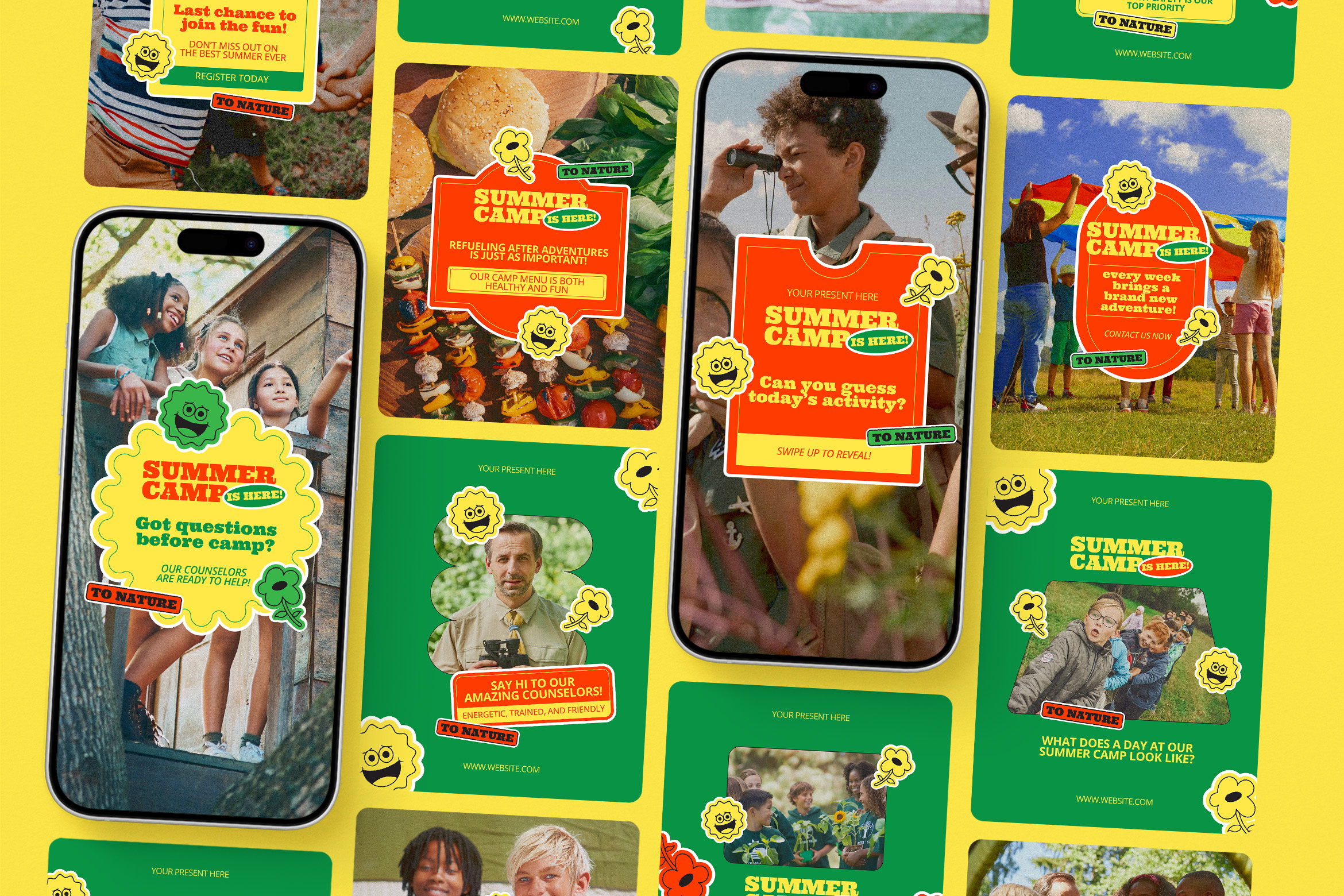 Summer Camp Instagram Templates - Campi children graphic design instagram post instagram story instagram template instagram templates playful social media social media template summer summer camp summer season