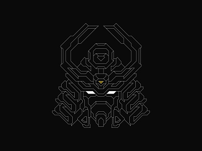 I-05/IEYASU cyberpunk helmet icon illustration lineart mecha minimalist modern robot symbol