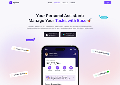 Mobile App [Hero 5] - Flyonui app hero app landing page figma figma uikit hero hero section landing landing page mobile app hero taskmanagerapp ui kit