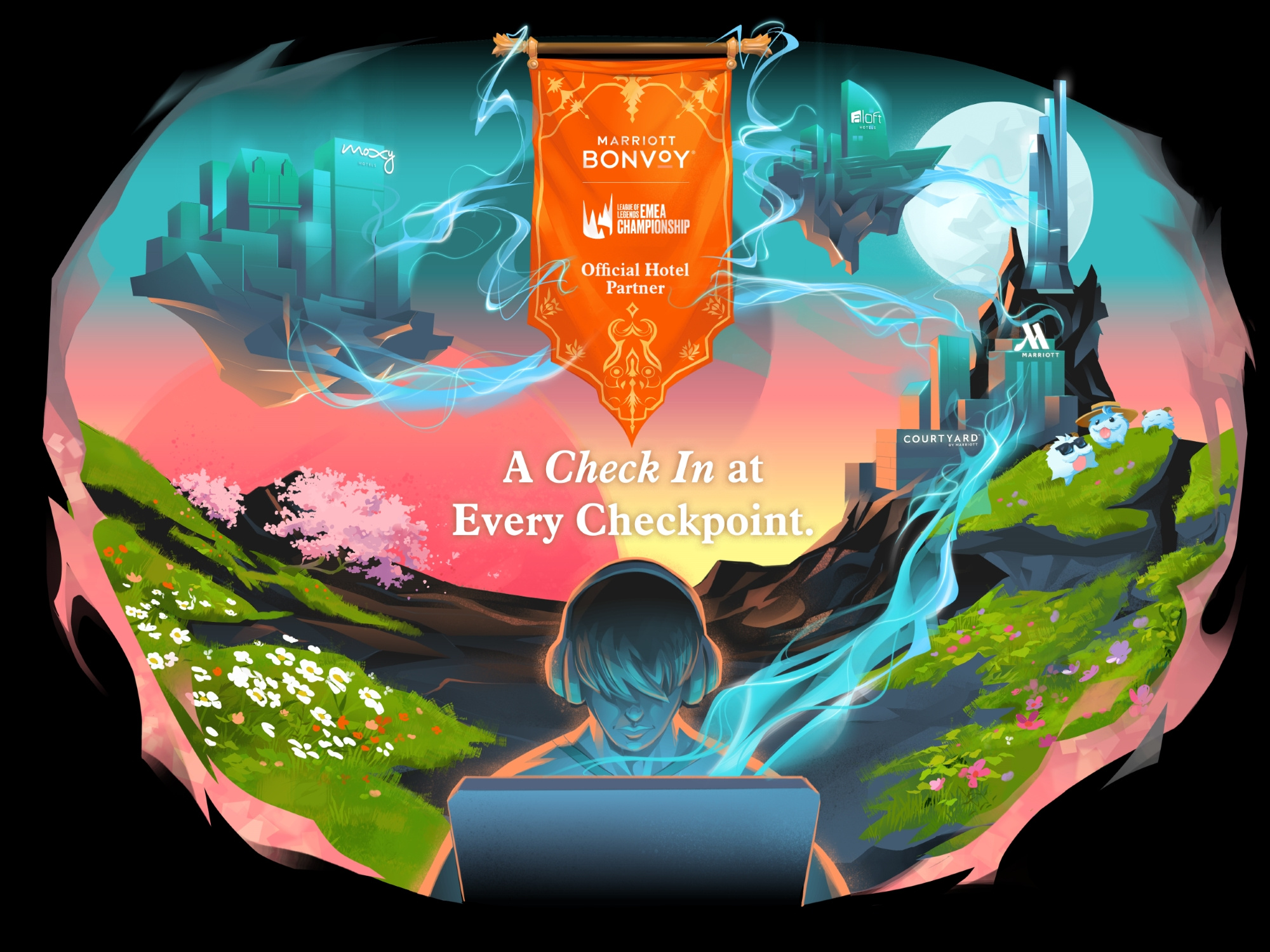 Let's Play 🕹 fantasy gameplay gamer hero illustration key art league of legends lec2025 marriott bonvoy videogame