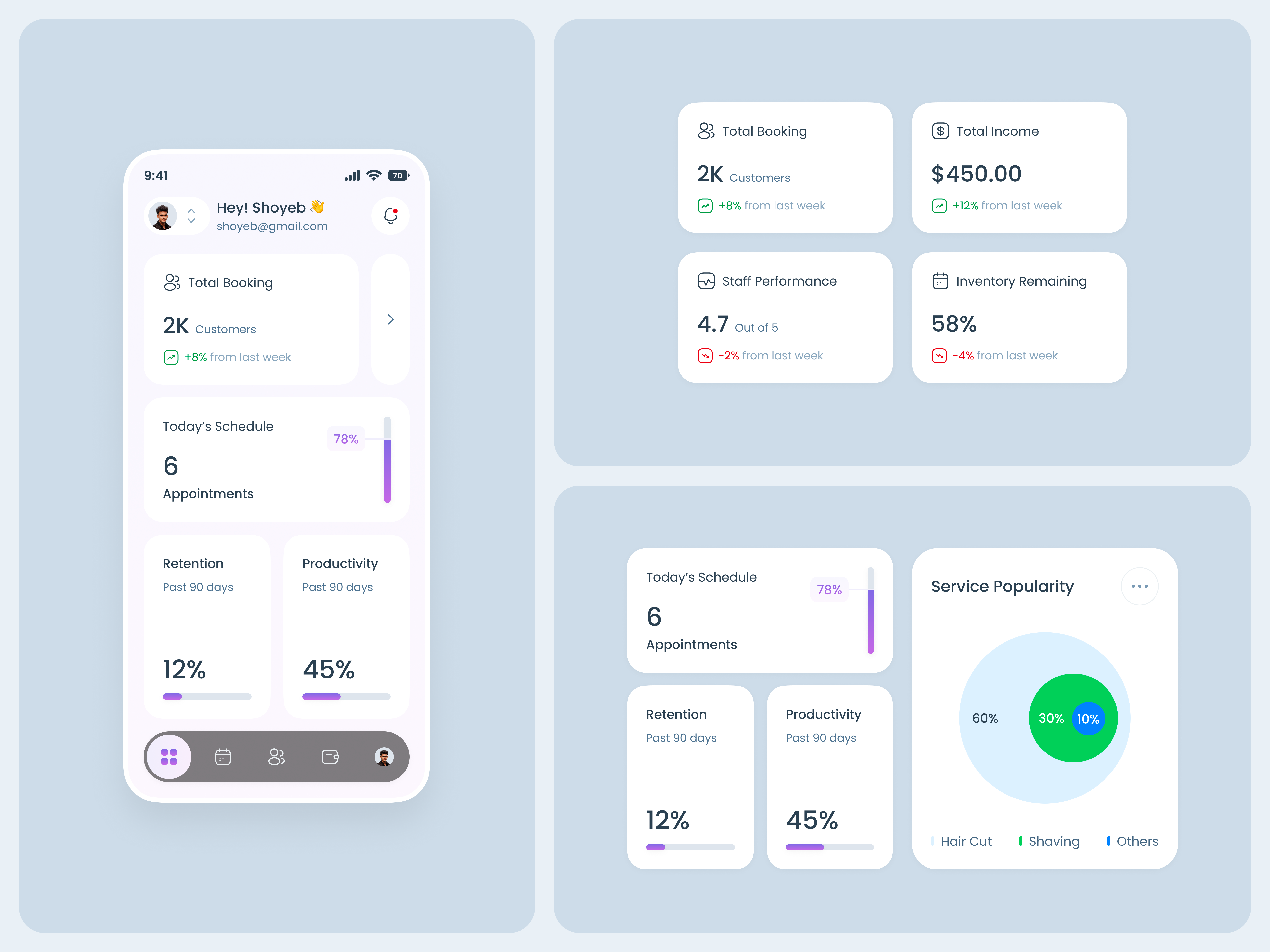Example of Barber Shop Admin Mobile App