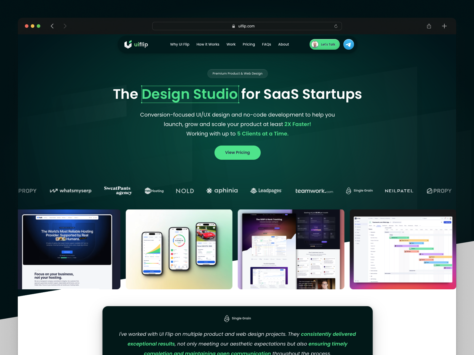 UI Flip Update agency website animations creative agency design agency design service design studio design subscription framer home page landing page portfolio product design retainer web design website