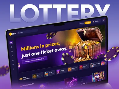 Minimalist Lottery. Maximum Impact. gaming dashboard lottery ui online gambling platform ui ux