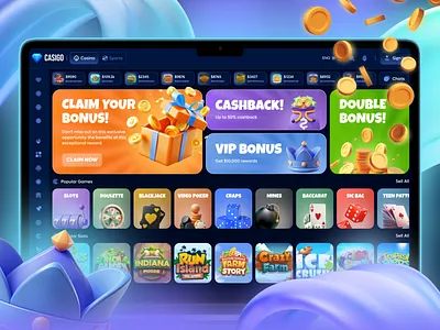 🎰Casino Website Design for the Ultimate Gaming Experience💸 3d animation branding casino graphic design igamming logo ui uiux designer