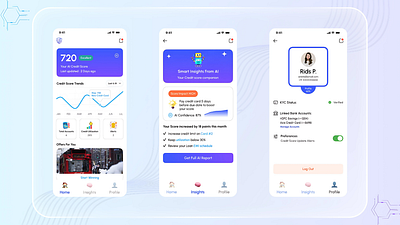 AI-Based Credit Scoring System appdesign cleanui creditapp creditscore figma financeapp fintech fintechdesign gradientui interactiondesign jitter mobileui motiondesign motionui productdesign ui uiux userexperience userinterface ux