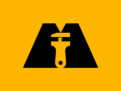 M plumbing bold branding icon letter logo m mark monogram plumbing service tool wrench