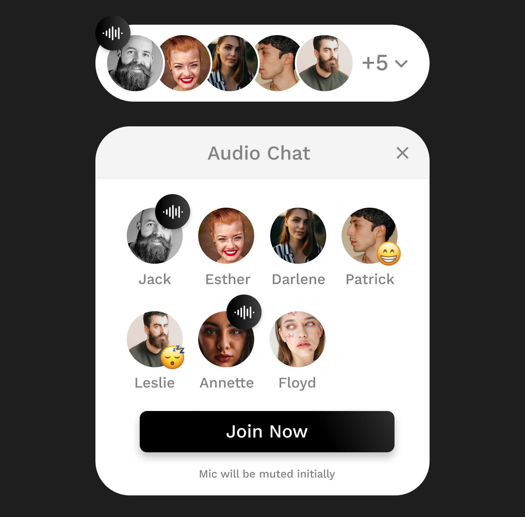 Audio Chat Widget UI appdesign design online ui uidesign uiux userexperience ux