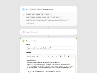 Automation Flow details app automation cards editor flow form text editor ui wysiwyg