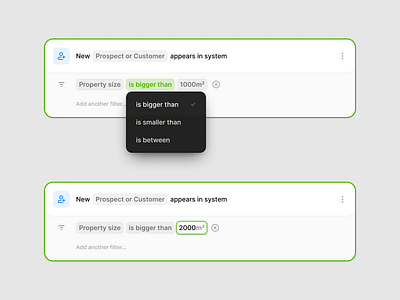 Automation Filtering details app cards dropdown form popover select ui