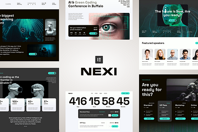 AI, Cybersecurity & Tech Event Elementor Template Kit ai artificial intelligence countdown cyber security data protection elementor eye futuristic website green coding hackaton hacking keynote security speaker speakers technology website template tickets website wordpress